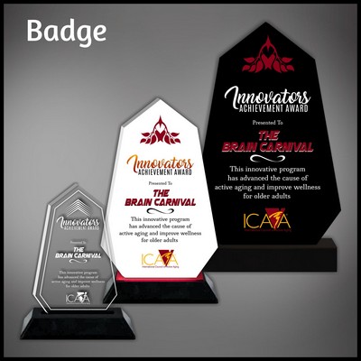 9" Badge Clear Budget Line Acrylic Award in a Black Base