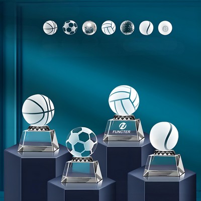 Custom Sports Crystal Trophy - 8 Sports Ball Options