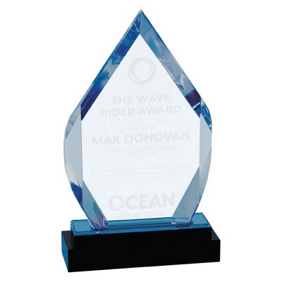 8" Blue Fusion Diamond Impress Acrylic w/ Black Glass Base