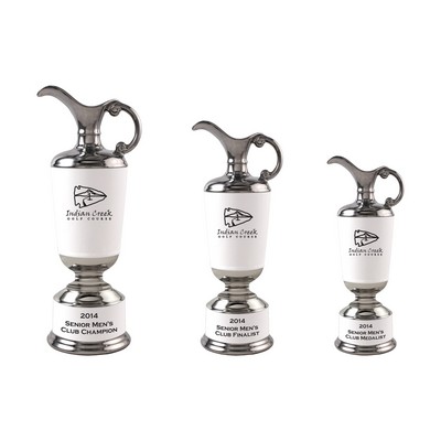 White/Chrome Silver Horn Ceramic Trophy Cup