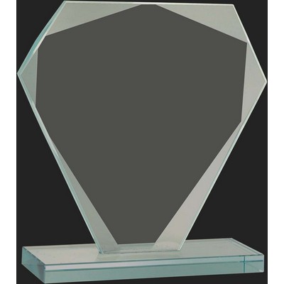 Pristine Collection Cut Diamond Jade Glass Award S - 5 1/2'' H